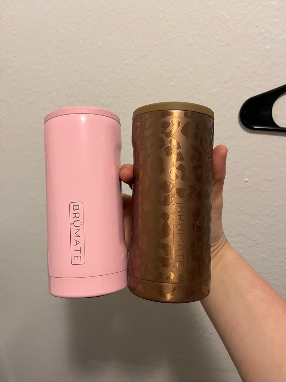 BrüMate Pink and Bronze Insulated Can Cooler - BrüMate Duo